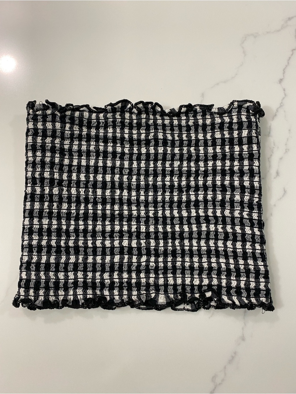 John Galt Black and White Smocked Tube Top OS